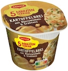 5 Minuten Terrine Kartoffelbrei mit Röstzwiebeln & Croutons oder 5 Minuten Terrine Nudeln in Rahmsauce Angebote von Maggi bei REWE Maintal für 0,89 €