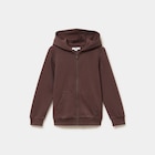Sweat zippé à capuche en molleton marron foncé garçon en promo chez La Halle Sweat zippé à capuche en molleton marron foncé garçon dans le catalogue La Halle