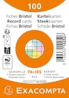 Exacompta - Pack de 100 fiches Bristol quadrillé 5x5 - A7 (74x105) - petits carreaux - assorties sous film - Exacompta - Bureau Vallée Exacompta - Pack de 100 fiches Bristol quadrillé 5x5 - A7 (74x105) - petits carreaux - assorties sous film - Exacompta à 1,99 € dans le catalogue Bureau Vallée