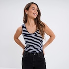 Promo Débardeur à rayures bretelles larges bleu marine femme à 4,19 € dans le catalogue La Halle à Bron
