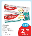 Total Zahncreme von Colgate für 2,79 € bei budni im Angebot Total Zahncreme von Colgate im aktuellen budni Prospekt