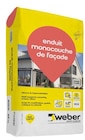 Enduit(d) de façade monocouche - 25 kg - Weber Saint-Gobain - Castorama Enduit(d) de façade monocouche - 25 kg - Weber Saint-Gobain à 10,90 € dans le catalogue Castorama