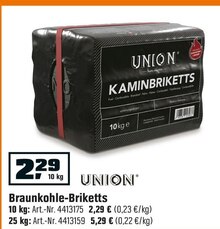 Braunkohle-Briketts bei OBI in Waiblingen Braunkohle-Briketts im Angebot bei OBI Waiblingen für 2,29 €