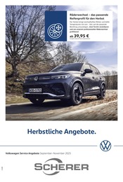Volkswagen Prospekt für Schriesheim mit 1 Seite Volkswagen Prospekt für Schriesheim: "Herbstliche Angebote.", 1 Seite, 01.09.2025 - 30.11.2025