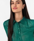 Promo Blouse à manches longues en voile avec fils scintillants femme - à 12,99 € dans le catalogue Gémo à Saint-Cloud-en-Dunois