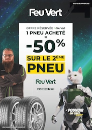 Prospectus Feu Vert à Bourg-des-Comptes, "1 PNEU ACHETÉ = -50 % SUR LE 2 ÈME PNEU", 1 page, 02/01/2025 - 25/02/2025