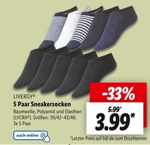 Sneakersocken von LIVERGY im aktuellen Lidl Prospekt für 3.99€