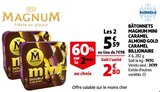 BÂTONNETS MINI CARAMEL ALMOND GOLD CARAMEL BILLIONAIRE - MAGNUM en promo chez Auchan Hypermarché BÂTONNETS MINI CARAMEL ALMOND GOLD CARAMEL BILLIONAIRE - MAGNUM dans le catalogue Auchan Hypermarché