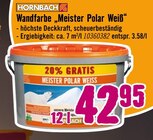Wandfarbe „Meister Polar Weiß“ im Angebot bei Hornbach in St. Ingbert Wandfarbe „Meister Polar Weiß“ Angebote von HORNBACH bei Hornbach St. Ingbert für 42,95 €