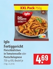 Fleischbällchen in Tomatensoße oder Pasta Bolognese im Angebot bei famila Nordost in Elmshorn Fleischbällchen in Tomatensoße oder Pasta Bolognese Angebote von Iglo bei famila Nordost Elmshorn für 4,69 €