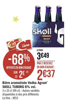 Bière aromatisée Vodka Agrum’ - Géant Casino à Palaiseau Bière aromatisée Vodka Agrum’ en promo chez Géant Casino Palaiseau à 3,49 €