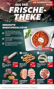 Kochwurst Angebot im Kaufland Prospekt, gültig von 02.03.2026 bis 04.03.2026 Kochwurst Angebot im aktuellen Kaufland Prospekt auf Seite 39