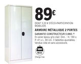 Armoire métallique 2 portes - E.Leclerc à Mérignac Armoire métallique 2 portes en promo chez E.Leclerc Mérignac à 89,00 €