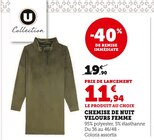 Chemise de nuit velours femme - U Collection en promo chez Super U Castres à 11,94 €