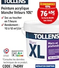 Peinture acrylique blanche Velours - TOLLENS - Screwfix à Rouen Peinture acrylique blanche Velours - TOLLENS en promo chez Screwfix Rouen à 76,49 €