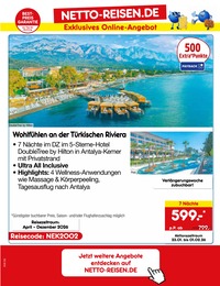 Netto Marken-Discount Discounter Reisen im Prospekt 