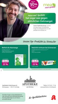 Aktueller mea - meine apotheke Prospekt (Kirchberg, 4 Seiten zum blättern mea - meine apotheke Prospekt Unsere November-Angebote mit 4 Seiten
