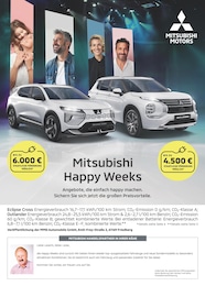 Mitsubishi Prospekt für Obing mit 1 Seite Mitsubishi Prospekt für Obing: "Mitsubishi Happy Weeks", 1 Seite, 16.03.2026 - 12.04.2026