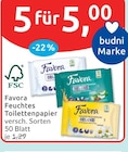 Feuchtes Toilettenpapier im Angebot bei budni in Berlin Feuchtes Toilettenpapier Angebote von Favora bei budni Berlin für 5,00 €