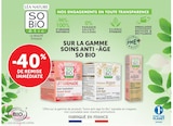 -40% de remise immédiate sur la gamme soins anti -âge SO BIO à Super U dans Bougligny -40% de remise immédiate sur la gamme soins anti -âge SO BIO à Super U dans Bougligny