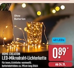 LED-Mikrodraht-Lichterkette von Home Creation im aktuellen ALDI Nord Prospekt für 0,89 €
