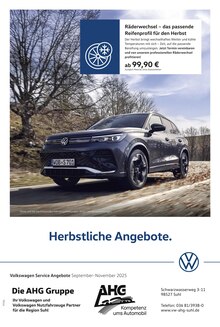 Aktueller Volkswagen Prospekt "Herbstliche Angebote." Seite 1 von 1 Seite für Suhl