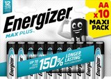 Lot de 10 piles Energizer Max+ AA/LR6 - ENERGIZER en promo chez Carrefour Nantes à 7,99 €