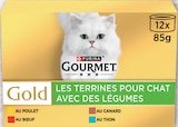 Gold Les Terrines pour Chat avec des Légumes - Au Poulet - GOURMET GOLD à 2,19 € dans le catalogue Intermarché Express