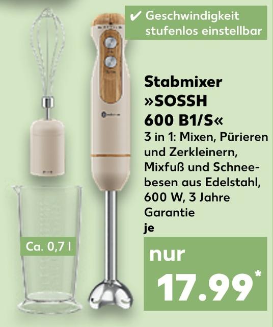 Stabmixer 600 B1/S Angebote von SOSSH bei Kaufland Offenbach für 17,99 €