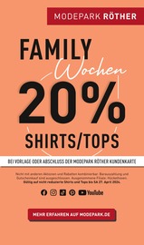 Aktueller Modepark Röther Mode Prospekt in Kempten und Umgebung, "FAMILY WOCHEN 20% SHIRTS/TOPS" mit 6 Seiten, 20.04.2024 - 27.04.2024