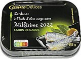 Sardines à l’huile d’olive vierge extra millésimées - CASINO DELICES en promo chez Casino Supermarchés Brest à 2,10 €