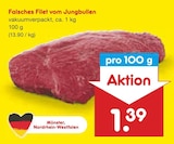 Aktuelle Rindfleisch Angebote bei Netto Marken-Discount in Mönchengladbach Aktuelles Falsches Filet vom Jungbullen Angebot bei Netto Marken-Discount in Mönchengladbach ab 1,39 €