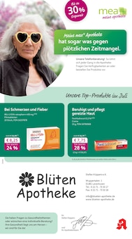 Aktueller mea - meine apotheke Prospekt "Unsere Juli-Angebote" Seite 1 von 4 Seiten für Leverkusen
