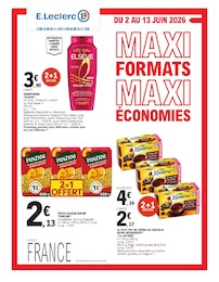 Prospectus E.Leclerc : «MAXI FORMATS MAXI ÉCONOMIES» avec 32 pages, 02/06/2026 - 13/06/2026 Catalogue E.Leclerc en cours à Bretenoux et aux alentours : «MAXI FORMATS MAXI ÉCONOMIES» avec 32 pages, valable du 02/06/2026 au 13/06/2026