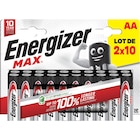 Lot de 20 piles Max AA/LR6 - ENERGIZER en promo chez Carrefour Colombes à 9,99 €