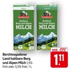 Aktuelles Haltbare Berg und Alpen Milch 1,5% Fett Angebot bei EDEKA in Reutlingen ab 1,11 €