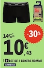 Lot de 3 boxers homme - ATHENA en promo chez E.Leclerc Le Mans à 10,43 €