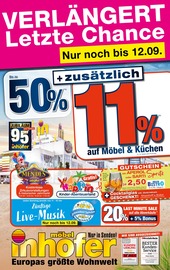 Möbel Inhofer Möbel & Einrichtung Prospekt der aktuellen Woche mit 8 Seiten, gültig von 02.09.2026 bis 12.09.2026, in Pürgen und Umgebung Aktueller Möbel Inhofer Möbel & Einrichtung Prospekt in Pürgen und Umgebung, "Letzte Chance" mit 8 Seiten, 02.09.2026 - 12.09.2026