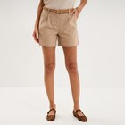 Short chino large taille haute ceinturé marron femme - La Halle Short chino large taille haute ceinturé marron femme à 25,99 € dans le catalogue La Halle