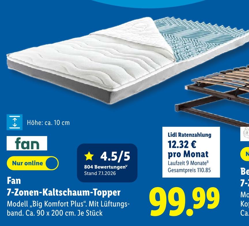 7-Zonen-Kaltschaum-Topper