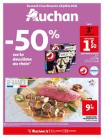Catalogue Auchan à Enghien-les-Bains, avec 40 pages Prospectus Auchan à Enghien-les-Bains, "-50% sur la deuxième au choix", 40 pages, 13/07/2021 - 25/07/2021