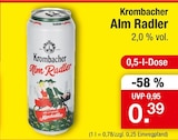 Alm Radler im Angebot bei Zimmermann in Hildesheim Alm Radler Angebote von Krombacher bei Zimmermann Hildesheim für 0,39 €