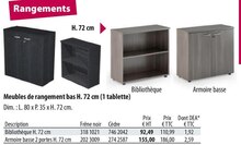 Meubles de rangement bas h. 72 cm (1 tablette) - Office DEPOT à Nantes Meubles de rangement bas h. 72 cm (1 tablette) en promo chez Office DEPOT Nantes à 110,99 €