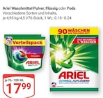 Waschmittel Pulver, Flüssig oder Pods im Angebot bei GLOBUS in Wetzlar Waschmittel Pulver, Flüssig oder Pods Angebote von Ariel bei GLOBUS Wetzlar für 17,99 €