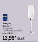 Sektglas Galano im METRO Prospekt Sektglas Galano von Metro Professional im aktuellen METRO Prospekt für 16,65 €