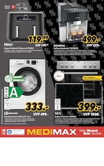 Waschmaschine im MEDIMAX Prospekt "DIE DEALS DES JAHRES - BLACK MAX 1.0" mit 8 Seiten (Falkensee)