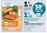 Nems + Sauce Nuoc Mam - U - U Express à Champigny-sur-Marne Nems + Sauce Nuoc Mam - U en promo chez U Express Champigny-sur-Marne à 1,25 €