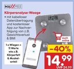 Aktuelle Personenwaage Angebote bei Netto Marken-Discount in Regensburg Aktuelles Körperanalyse-Waage Angebot bei Netto Marken-Discount in Regensburg ab 14,99 €