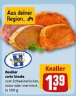 REWE Niederstotzingen - zarte Steaks Angebot im Prospekt zarte Steaks bei REWE im Niederstotzingen Prospekt für 1,39 €