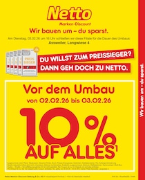 Netto Marken-Discount Prospekt für Gersheim: "Vor dem Umbau 10% AUF ALLES", 2 Seiten, 02.02.2026 - 03.02.2026